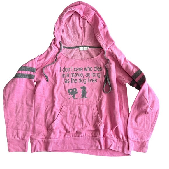 Coconut Creek Pink Hoodie "I Dont Care Who Dies In A Movie As Long As The Dog Li - Picture 1 of 4